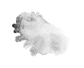 black watercolor splash isolated on white background, for text, banner, card, invitation, design for tag and label, logo, brand. color like gray, grey  © wrongorright