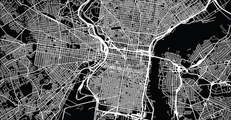 Obraz premium Urban vector city map of Philadelphia, Pennsylvania, United States of America