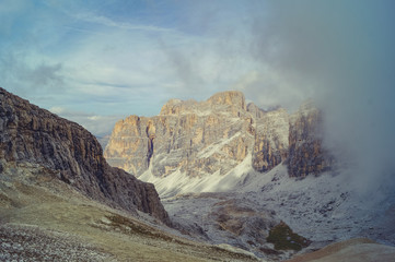 atmospheric mountain view of Alps. Traveling and exploring the mountains