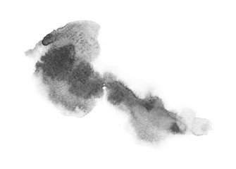 watercolor black and gray, grey texture splash isolated on white background, for text, banner, card, invitation, design for tag and label, logo, brand © wrongorright