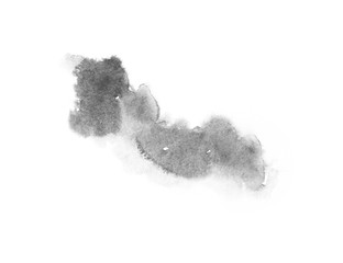 watercolor black and gray, grey texture splash isolated on white background, for text, banner, card, invitation, design for tag and label, logo, brand © wrongorright