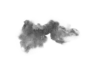watercolor black and gray, grey texture splash isolated on white background, for text, banner, card, invitation, design for tag and label, logo, brand © wrongorright