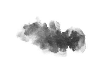 watercolor black and gray, grey texture splash isolated on white background, for text, banner, card, invitation, design for tag and label, logo, brand © wrongorright