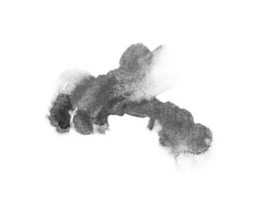 watercolor black and gray, grey texture splash isolated on white background, for text, banner, card, invitation, design for tag and label, logo, brand © wrongorright