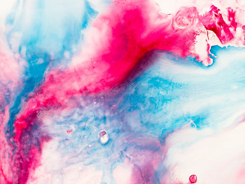 Blue and pink creative abstract hand painted background.