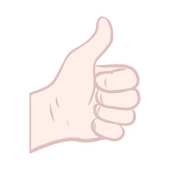 Thumbs up. Skin color of a man's hand. I like it button, sign on white background. isolated vector file. Communication, smartphone, chat, text, internet.