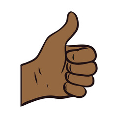 Thumbs up. Brown, African American hand of a colored. I like it button, sign on white background. isolated vector file. Communication, smartphone, chat, text, internet.