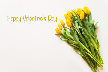 Happy Valentine's Day Yellow tulips