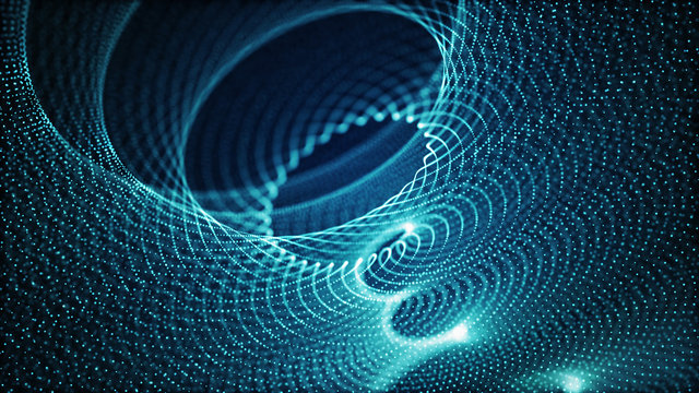 Color shine graphic. High virtual detail vision. 3d fiber. Light effect. Beautiful light flares. Glowing streaks dark background. 3D rendering.