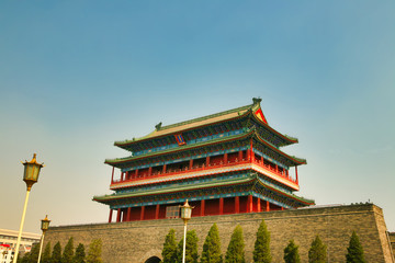 The Zhengyangmen Gatehouse in Tiananmen Square. Beijing, China.