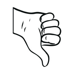 Thumbs down. black outline hand on far background. dislike symbol. isolated vector file. Communication, Smartphone, Chat, Copywriting, Internet.