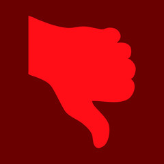 Thumbs down. Red dislike symbol on red background. isolated vector file. Communication, Smartphone, Chat, Copywriting, Internet.