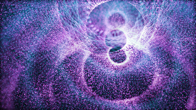 Color shine graphic. High virtual detail vision. 3d fiber. Light effect. Beautiful light flares. Glowing streaks dark background. 3D rendering.