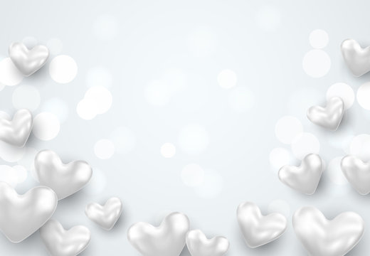 Valentine's day background with silver hearts