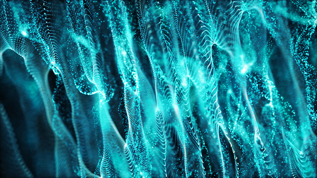 Color shine graphic. High virtual detail vision. 3d fiber. Light effect. Beautiful light flares. Glowing streaks dark background. 3D rendering.