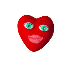Cartoon heart with eyes and lips. On Valentine's day