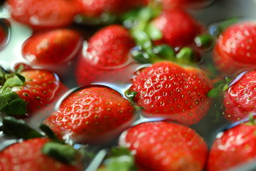 strawberry red fruit cleaning water