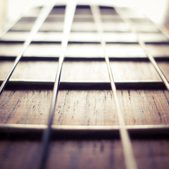 Classical guitar. Old classical guitar with nylon strings. Old acoustic guitar.