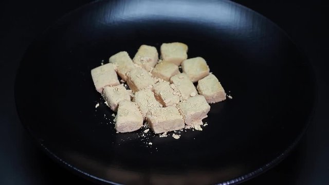 Korean foods rice cake rotating