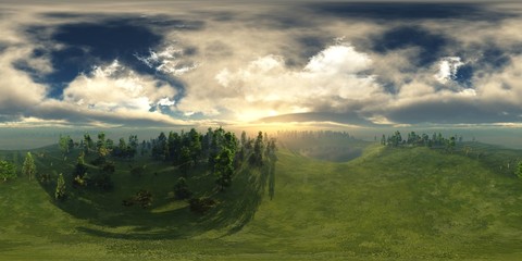 HDRI, environment map , Round panorama, spherical panorama, equidistant projection, panorama 360,  Forest and swamp