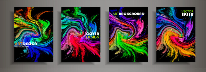 Modern design A4.Abstract marble texture of colored bright liquid paints.Splash neon trends paints.Used design presentations, print,flyer,business cards,invitations, calendars,sites, packaging,cover.