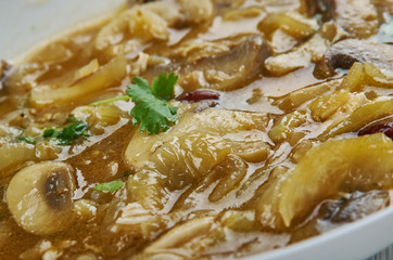 Caramelized Onion, Fennel,  Mushroom Soup