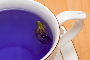 Fototapeta na wymiar A cup of blue flower tea