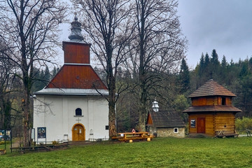 Fototapeta premium LOPIENKA, POLAND - NOVEMBER 03, 2018: Orthodox church of St. Martyrs of Paraskevia in Lopienie - a Greek Catholic church, erected in the village of Lopienka