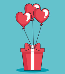balloons helium in shape heart with gift