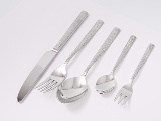 silverware forks spoons knives cutlery on a white background