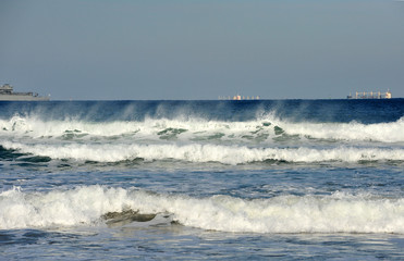 The waves is washing ashore in Dogu beach, South Korea.