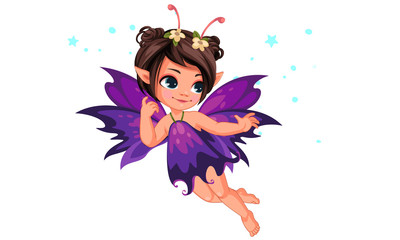 Beautiful little flower fairy flying