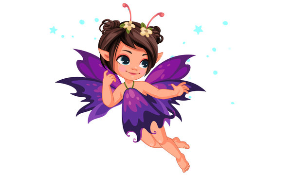 Beautiful little flower fairy flying
