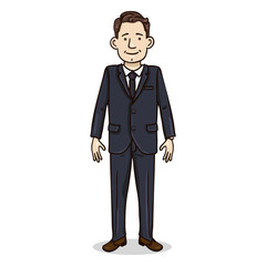 Obraz premium Vector Cartoon Color Character - Business Man in Black Suit