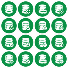 Set of 16 database management icons