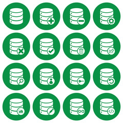 Set of 16 database management icons