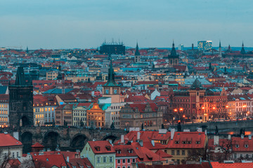 Fototapeta na wymiar panoramic view from the top of the rooftops of Prague