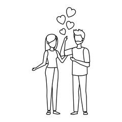 lovers couple with hearts floating