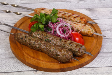 Beef and chicken kebab