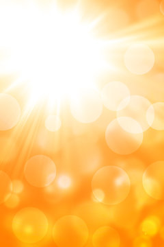 abstract orange background with sun and bokeh 