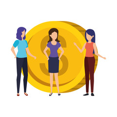 coin money with business person