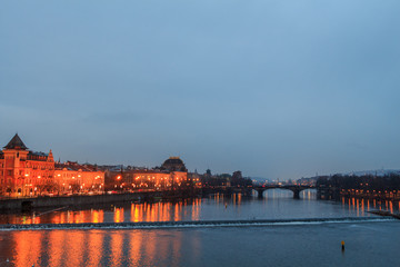 morning view of the Charles Bridge and the city of Pragu