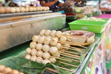 Grilled meatballs at street food