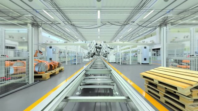 Industrial Robot Factory - 3D Animation - Flat Version, V1