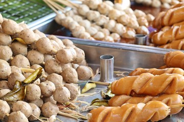 Grilled meatballs at street food