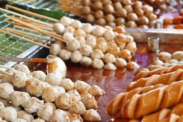 Grilled meatballs at street food