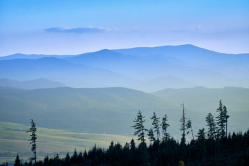 Beautiful panoramic view of the High Tatras mountains in the early autumn, Slovakia.