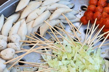 meatballs and sausage at street food