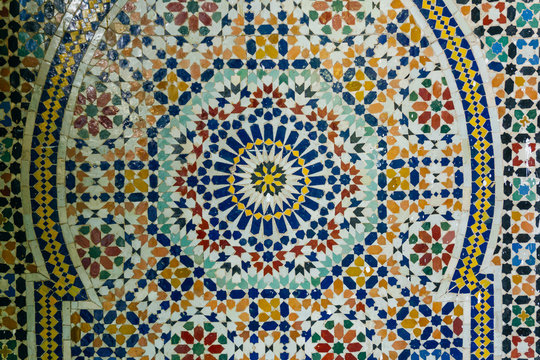 Arabic pattern, oriental islamic ornament. Moroccan tile, or Moroccan zellij - traditional mosaic
