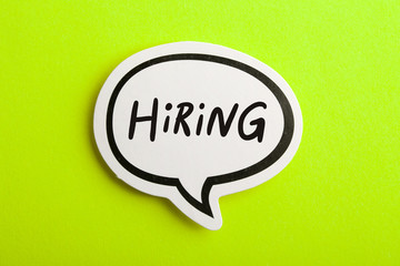 Hiring Speech Bubble Isolated On Yellow Background